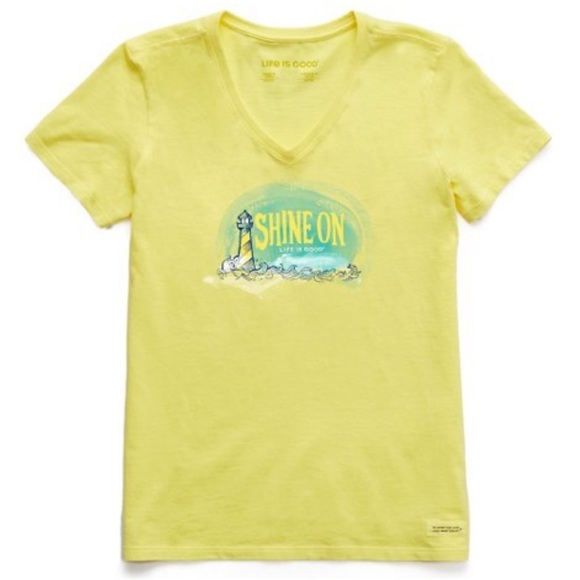 Life is Good Women's Crusher-Lite Tee Lighthouse Yellow size Large Beachy - Picture 1 of 5